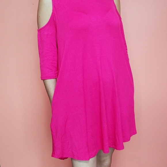 NWT UMGEE PINK Cold shoulder dress with pockets - Picture 3 of 4